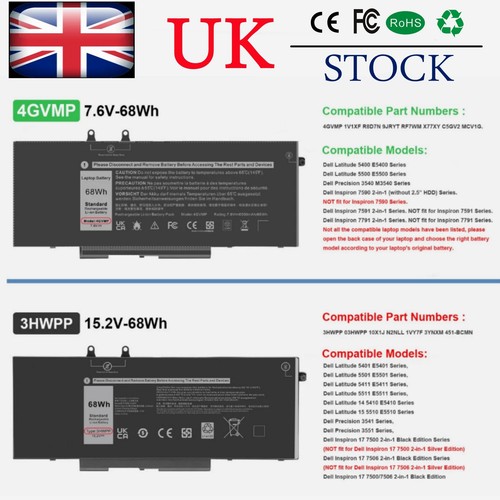 3hwpp 4gvmp battery for dell - for,